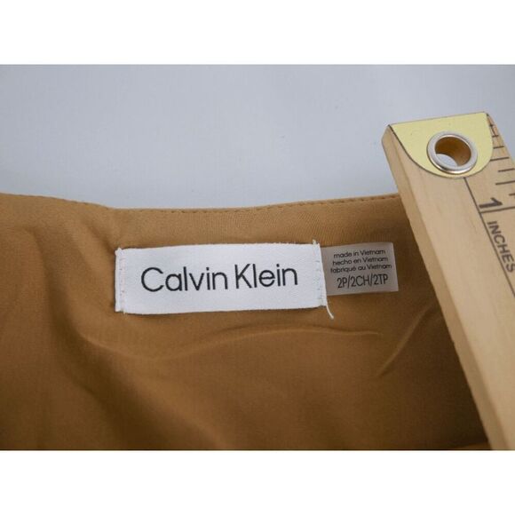 CALVIN KLEIN Women's Petite Scuba Crepe A-Line Skirt Luggage Color 2P - Picture 7 of 10